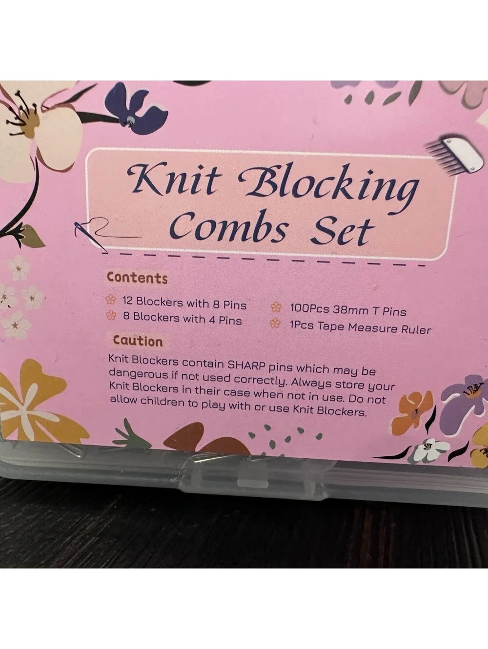 Knit Blocking Combs Set 20 Blockers With Tape Measure Storage Case New